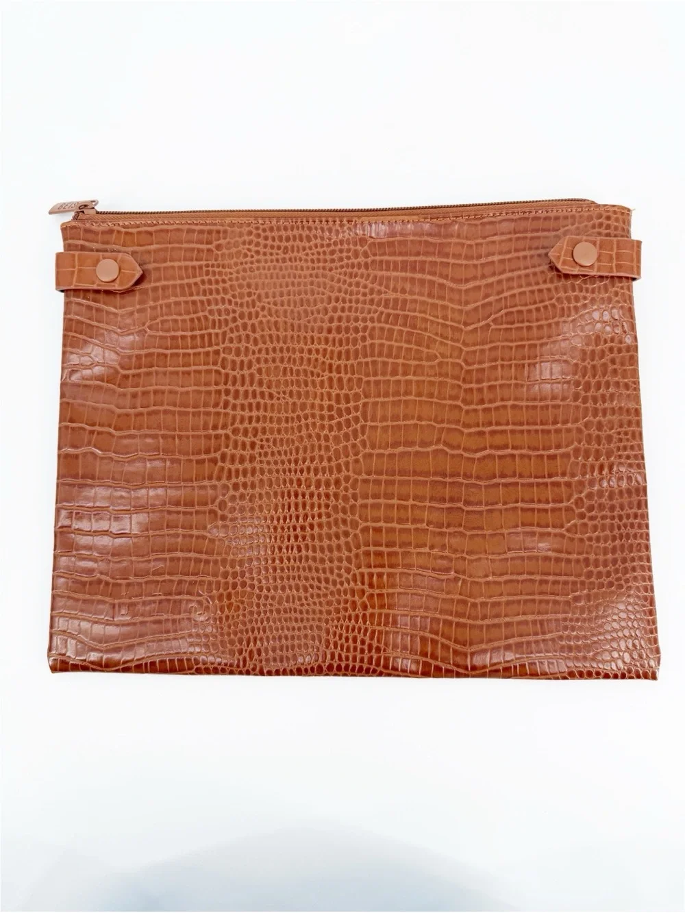 Beis Brown Faux Leather The Work Tote Croc Laptop Sleeve